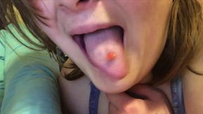 Nasty cum slut wife deep throat's hard cock &amp; get a mouth full of cum