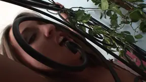 Girl gags on big cock then gets fucked hard