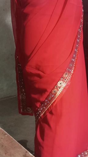 My bald stepbrother wants to fuck me in red saree
