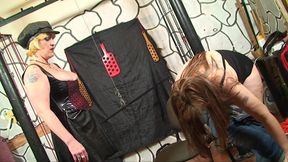 Lezdom session with chubby mature and wax play