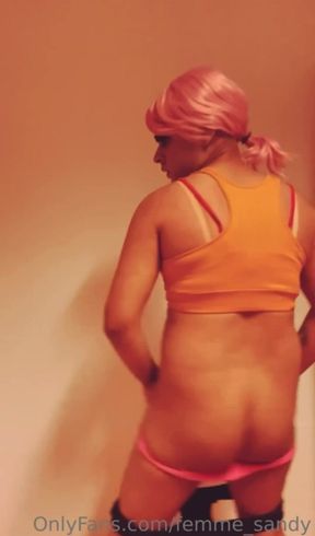 Sissy Twerk, strip and bare with chastity