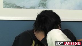 Wild young gay Nicky dick sucked before fucking cute twink
