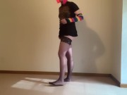 Sissy Showing Off Sexy New Lace Stockings