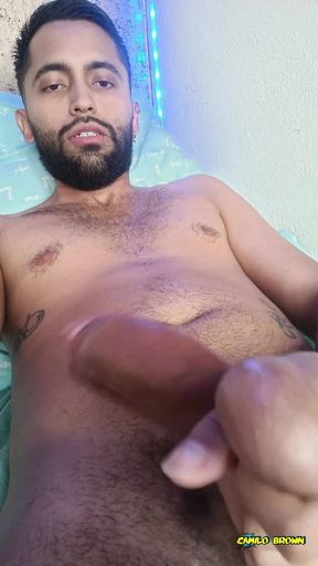 Camilo Brown CBT Big Cock Quick Balls Slapping Jerk off and Cum Eating