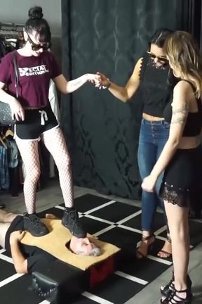 Three femdom girls want to punish their slaves