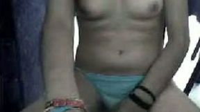 Petite brunette exotic girl shows me her small tits on webcam