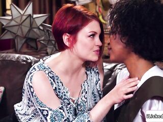 Black lesbo cunt licking large titties redhead girlfriend