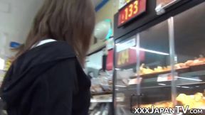 Naughty Japanese girls showing off undies in public