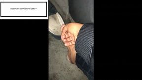 Delicious gets caught by driver itching her feet