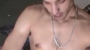 Tattooed jock jerking off and pounding blow up doll solo