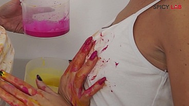 Brushstrokes of cum with Mary Rider and Luna Dark