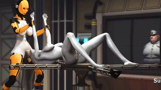 Futa sex robot plays with a female alien in the sci-fi lab - sexonly.top/hlsmhi