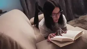 Skinny tattooed solo hottie plays with toys in narrow slit and backside