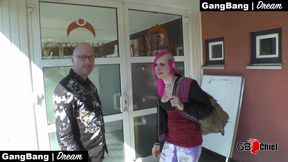 Trashy Punk-slut Gets Fucked Raw and Pissed on at Creampie Gangbang