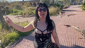 Spanish Milf Naked Outdoors In Public Highway