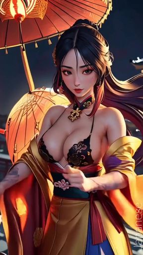 Captivating moment from &quot;Japanese girls big boobs in temple (Ai models)&quot;