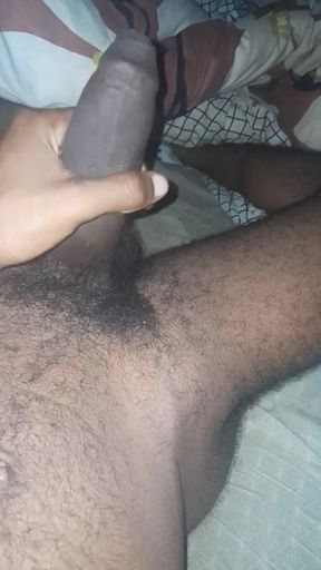 10 Inches Black Cock Goes Hard During Bedtime