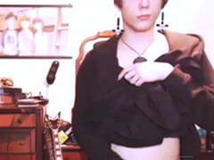 Short-Haired Crossdresser Cutie on Webcam
