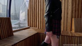 Streetside Voyeur Showcases Middling Boobies & V-Jay Complex, Pantyless & Uncovered