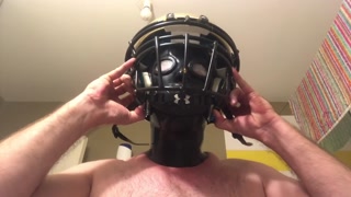 Discovering my new studio gum mask with sports gear