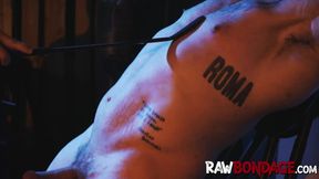 Roped up and helpless Davin Strong pleads for more spanking while restrained