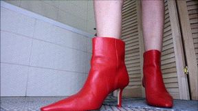 Retro ankle red boots can tapping sexy WMV