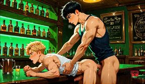Twink blond twink gets creampied in gay bar anime fantasy