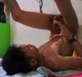 Jerking off, Upside-down Position and Eating My Cum