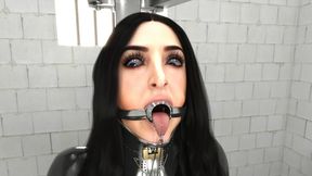 Angela White in intense metal bondage and latex suit 3D fantasy