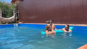 submissive slave training in the pool