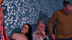 Voyeur group watches British babe fucked in room next to them
