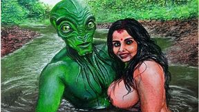 'Exotic Orgy Between Naughty&#x1F608; Bhabhi & Interstellar Space Invader Alien In Passionate Desi Sex Romp'