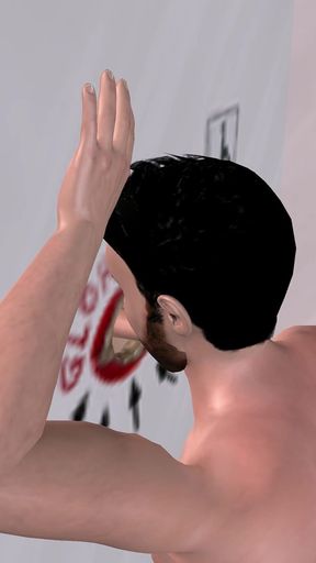 Animated 3D Gay Porn - Handsome Man Sucking Dick Through Glory Hole in Men's Toilet
