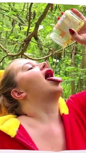 Eating Honey Outdoor