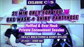 Gas Mask & Pantyhose Encasement: Muffled Breathing, Shiny Nylon Tease & Sensual Masturbation (21 Min HD)