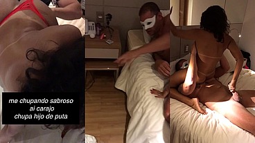 Fomos à praia, através de um aplicativo de encontros conhecemos um policial de São Paulo, bebemos umas bebidas juntos, minha esposa começou a se oferecer para ele, eu fique