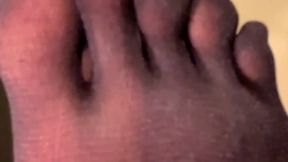 Foot & hand job gets her very excited! Pantyhose-loving pervert!