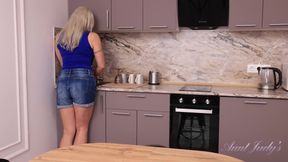 Auntjudys - Busty Blonde MILF Anni Gets off in the Kitchen