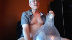 143) Round 12&quot; Balloon and 64&quot; Long Balloon Popped by Kinky Daddy