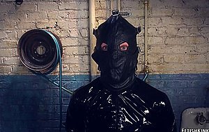 Mistress fucks bound man with machine