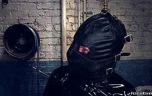 Mistress fucks bound man with machine