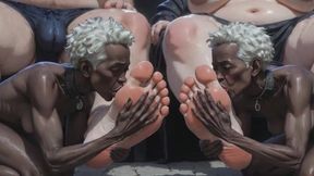 Black Slave Girl Licking Royal Feet - King and Queen Foot Domination