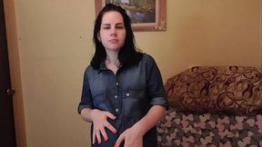 Hot brunette Anna strips and masturbates