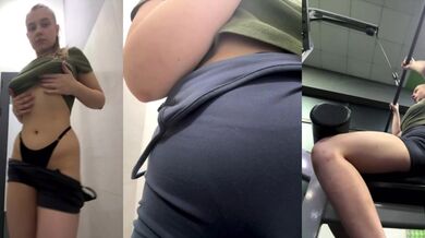 Extreme squirt in the public gym