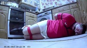 Miss M makes a bound and gagged footballer crawl to kitchen