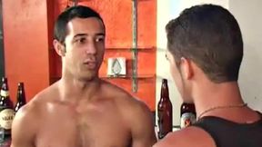 Antonio de Capos arrives at the restaurant where muscular bartender Diogo da Syllva is cleaning up from a party the night before. Diogo's cock comes out and Antonio goes down on him.
