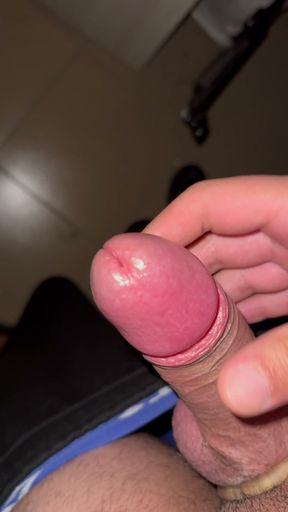 I do my handjob in the basement of the block with cock ring