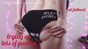 Trying on lots of panties