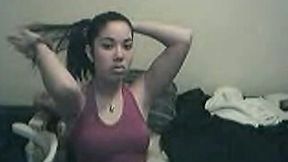 Asian hip hop webcam girl flashes her delicious tits for me