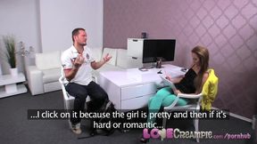 Big Cock Shoots a Ton of Cum Deep inside Casting Agents Pussy